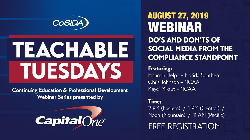 Join Us! August 27 Capital One Webinar: Do's and Don'ts for Social Media Today From A Compliance Standpoint
